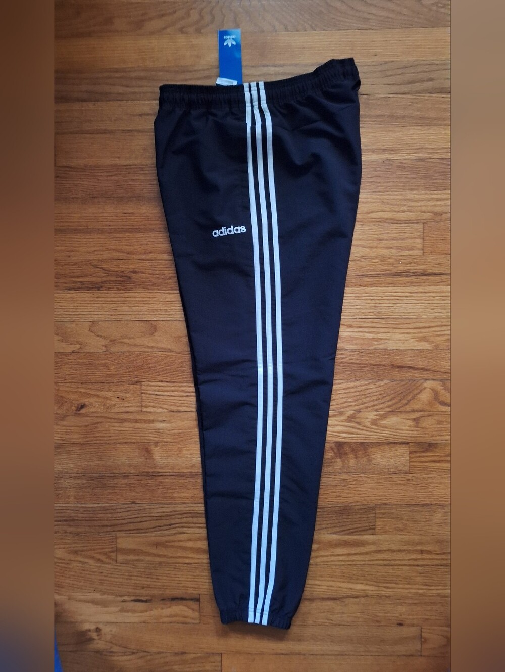 NWT -Adidas Black Track Pants with White Stripes, Men's Medium